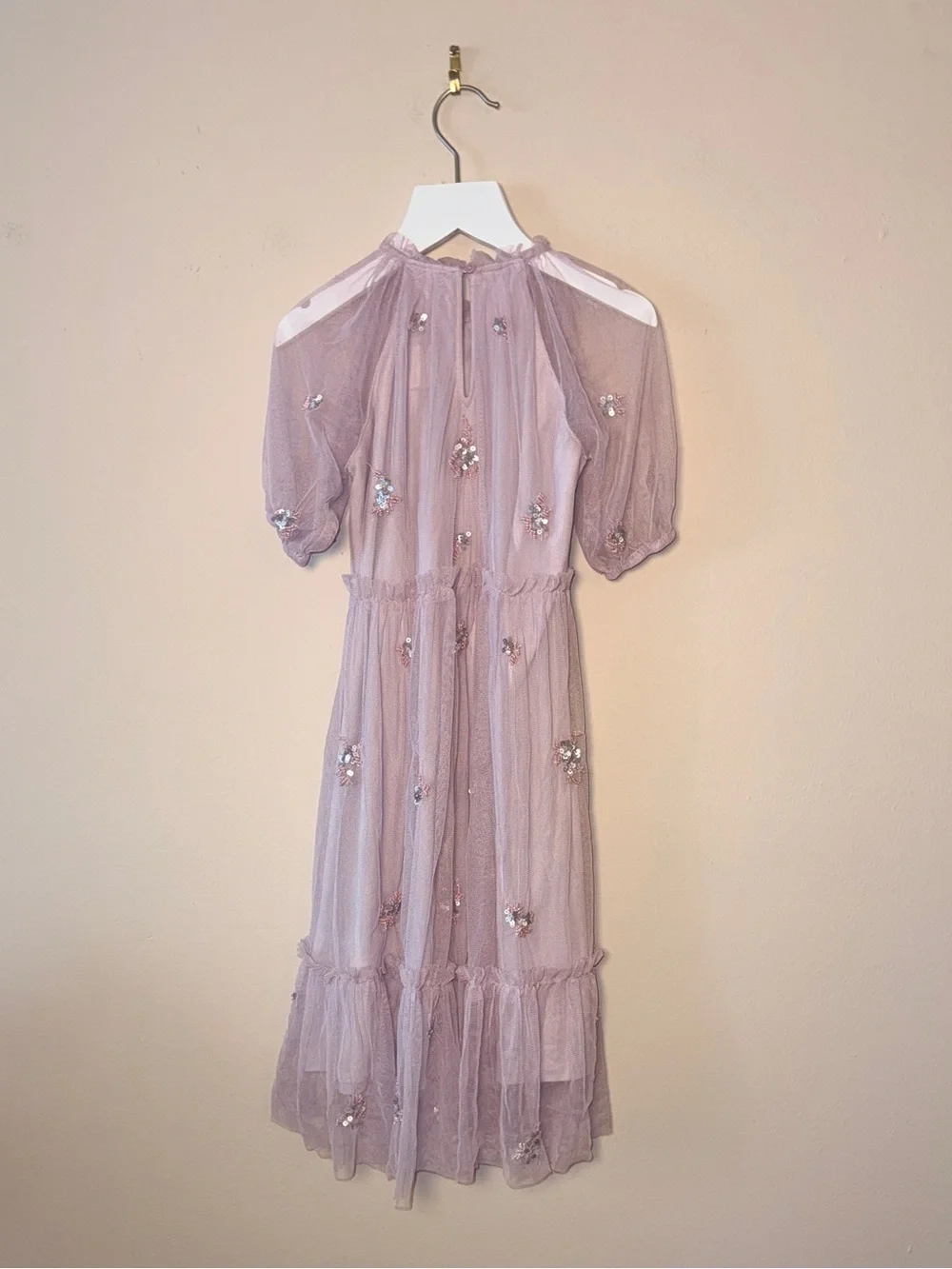 ZARA Kids Lilac Tulle Dress with Sequins Appliqué